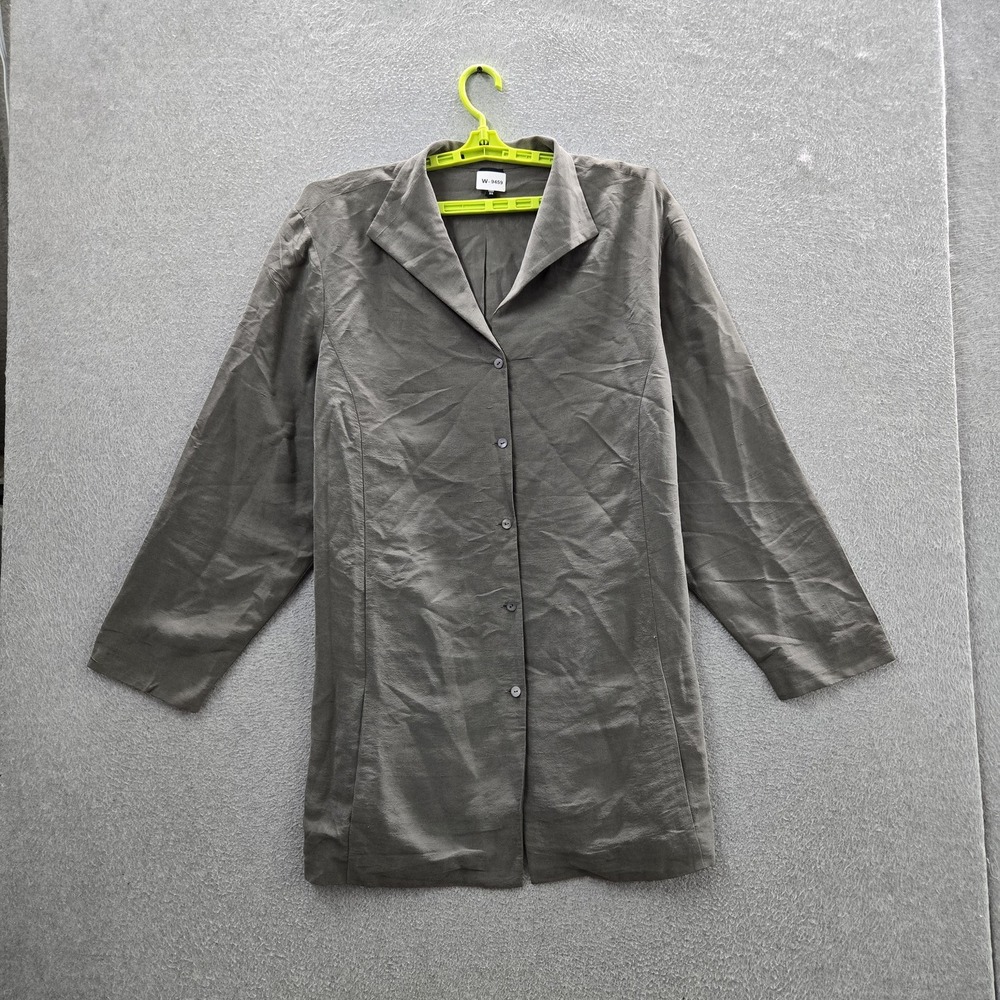 Eileen Fisher Women Button Up Shirt 3X Gray Silk Collared Tunic Shirt Jacket